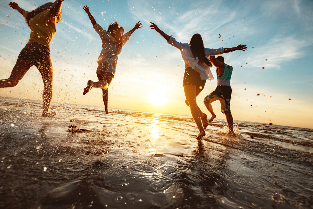 Friends enjoying outdoor summer
